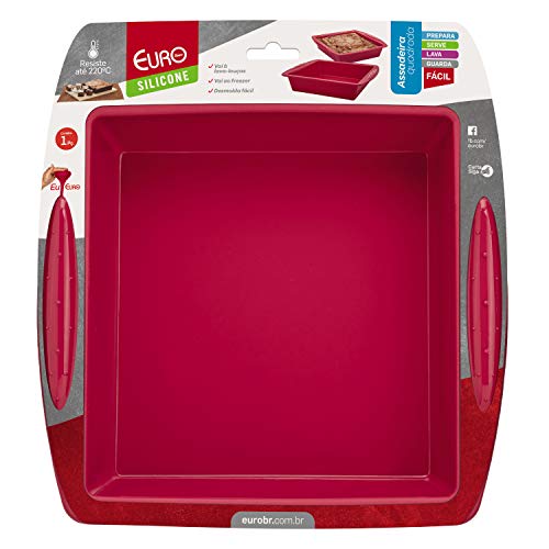 Assadeira de Silicone Quadrada Vermelha,SIL3154-VM, Euro Home