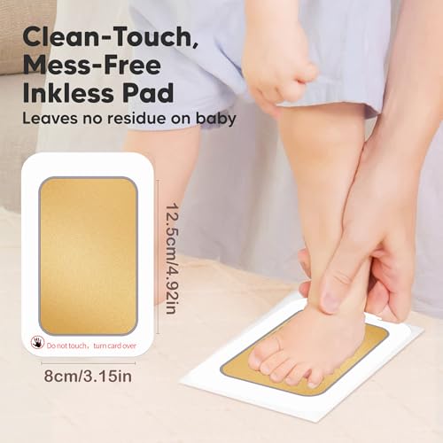 CXAFQ Golden Baby Leave in Stamping Clay, Beautiful Baby Handprint Kit & Footprint for Newborn Girls and Boys, Unique Baby Shower Gifts Set for Registry, Memorable Keepsake Box Decorations - Image 2