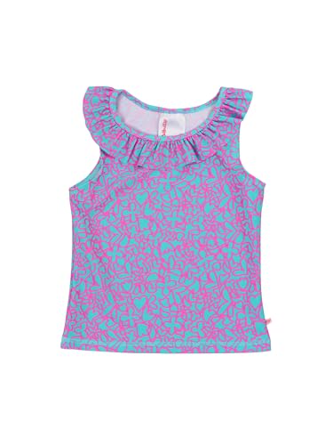 RuffleButts Girls Athletic Active Ruffle Stretch Tank Top - Neon Glow, 5