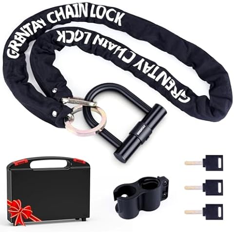 Combo Bike Chain Locks, Heavy Duty Security Chains, 5 Feet Long, 50mm Steel Chain Anti-Theft Bicycle Chain Lock, Durable Cut Proof Security Bicycle Chain with 3Keys 14mm U Lock for Bicycle&E-Bike Cover