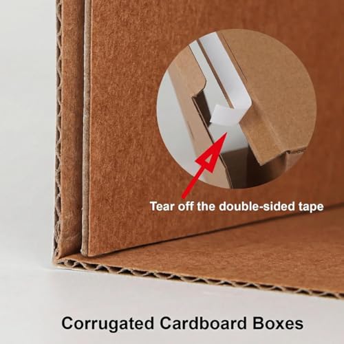 Image of Schliersee Moving Boxes Set of 7, 13.4x13x13 Brown Square Corrugated Record Boxes Reinforced Handles with Removable Lid for Storage, Packaging, Moving, Carrying