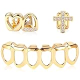 Grillz for women, Grillz Teeth Men, Hip Hop Jewelry, Reusable & Comfortable for Halloween, Parties, Concerts & Cosplay (Gold)