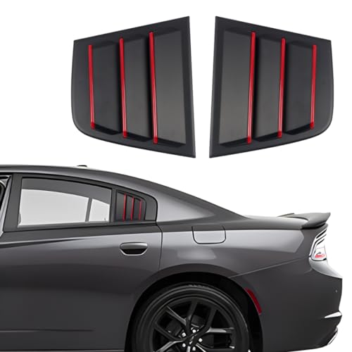 XYHGM for Dodge Charger 2011-2023 Exterior Accessories Sporty Car Rear Side Window Louvers Air Vent Scoop Shades Cover Trim Blinds 2PCS(Black with Red)