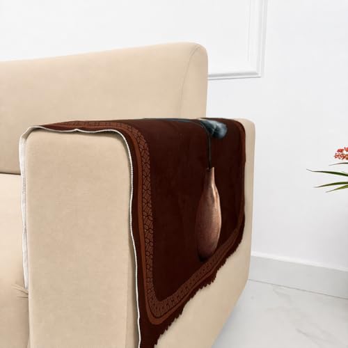 Image of Homerz Premium 'Luxe Series' Holland Velvet Sofa Cover | Smooth Finish | Anti-Skid Fleece Backing | Soft Touch Couch Seater Protector for Living Room Dustproof (Vase, 2 pc Armrest, Armrest)