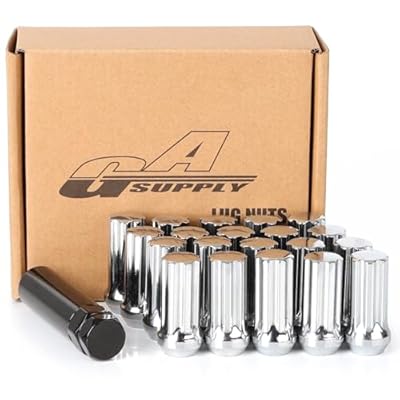 GAsupply 12-20 Lug Nuts, 12 X 20 Closed End Acorn Tuner Long Spline Lug Nuts 2 50mm Tall Conical Seat 60 Degree Chrome Lug Nuts, 20 Pack1 Spline Lug Key