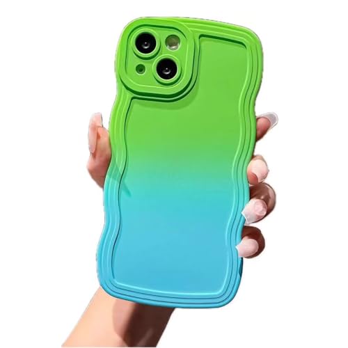 Rnrieyta Miagon Gradient Vague Coque pour iPhone 13 Pro,Mignon Cadre Ondulé Bouclé Etui Silicone Antichoc Esthétique Housse Souple TPU Full Caméra Protection