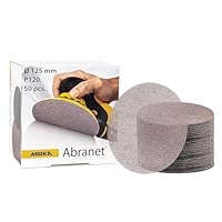 Mirka Abranet Schleifgitter Ø 125mm Klett/Korn P120 / 50 Stk / 5423205012 / Für alle 125mm Exzenterschleifer und Schleifmaschinen geeignet/zum Schleifen von Holz, Spachtel, Lack, Kunststoff
