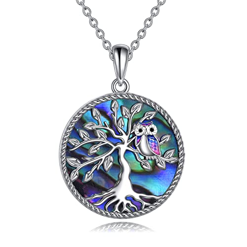 YFN Sterling Silver Owl Tree of Life Pendant Necklace - Owl Jewelry for Women - Christmas & Birt