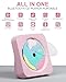 CD Player Portable with Bluetooth 5.1Desktop CD Player with HiFi Sound Speakers,Remote Control,Dust Cover,LED Display,Boombox FM Radio,USB/AUX for Home (Pink)