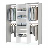 Armadio Guardaroba Da Terra Senza Porte Con 4 Barre Appendiabiti 4 ripiani E 2 Cassetti De...