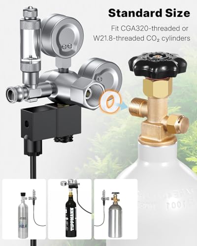 Image of Pawfly Aquarium CO2 Regulator with Dual Pressure Gauges & Solenoid Valve, CO2 System Kit with Bubble Counter & Check Valve for Planted Tanks, Fish Tank CO2 Regulator with Adjustable Output Pressure