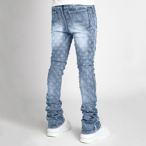 Giraropa Men's Skinny Jeans Slim Fit Fashion Rhinestone Streetwear Denim Pants with Pockets Hip Hop Club Trousers4