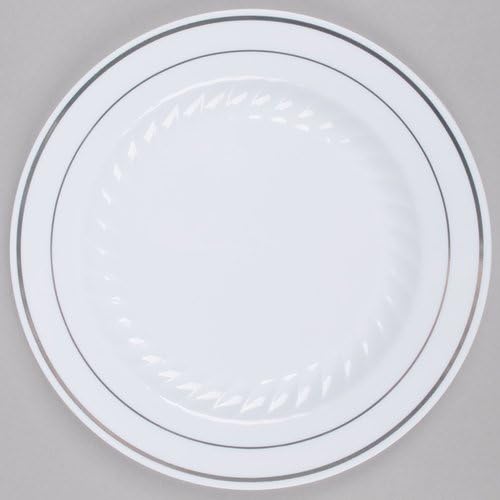 7 Inch Silver Splendor with Silver Band Plate - 150 per case (White)