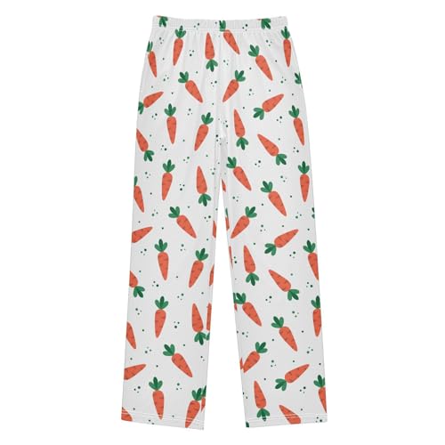 ZZXXB Carrot Pattern Boys Long Pants Soft Trousers Elastic Waist Kids Lounge Bottoms with Pockets S-XL