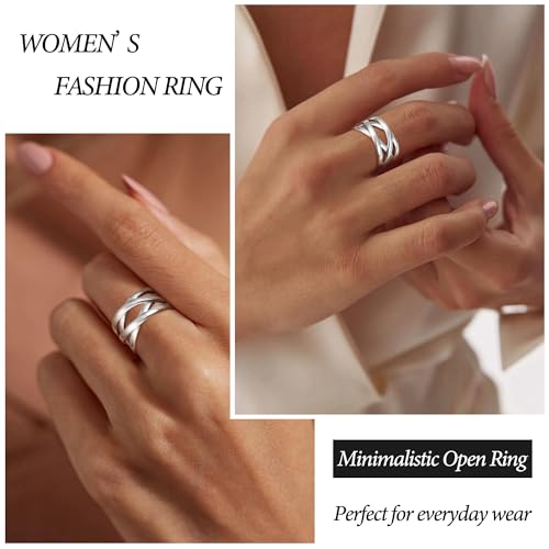 925 Sterling Silver Celtic Knot Rings Open Knuckle Rings for Women Adjustable Thumb Finger Rings Minimalist Cross Line Band Rings2
