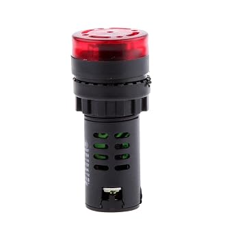 LED Signal Light Buzzer Alarm, Red, 12V, Model AD16-22SM, 28x64mm