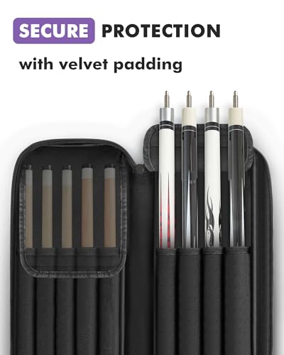PEKREWS Pool Cue Case 4x5, Pool Stick Case with Multiple Pockets Holds 4 Butts 5 Shafts, Sturdy Pool Stick Bag with Adjustable Shoulder Straps, Billiard Cue Backpack Soft Padded for Women and Girls - Thumbnail 2