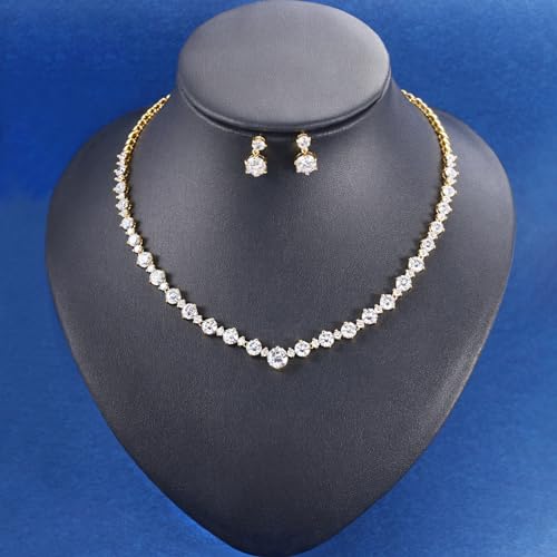 Women's Bridal Jewelry Set for Wedding Brides Bridesmaids, Elegant Prom Costume Necklace and Earring Jewelry Set for Women Evening Wear3
