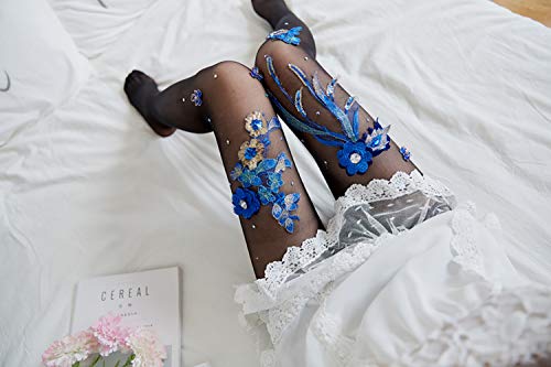 Image of Ulalaza Sparkle Hollow Out Letter Nude Colorful Rhinestone Hot Drilling Fishnet Pantyhose Tights for women Luminous