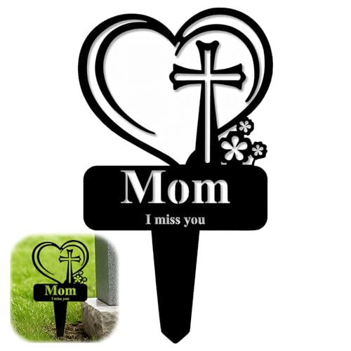zhongko Mom Memorial Tomba Palo, Cuore Outdoor Cimitero Decorazioni, Metallo Antiruggine Graveside Placca Decorazione, Cardinale Outdoor Cimitero Marker per tomba della mamma, cortile e giardino
