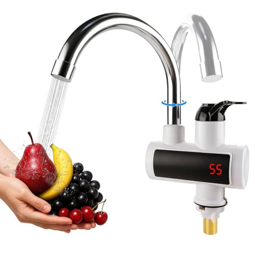 Wasserhahn mit Durchlauferhitzer, 220V 3000W Heizung Küchenarmatur Edelstahl 304, 360° Elektrische Wasserhahn mit...