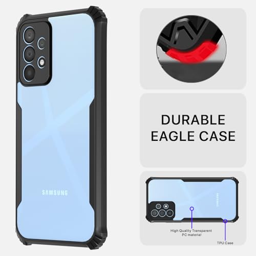 Image of Pikkme Back Cover for Samsung Galaxy A23 4G / A23 5G | Ultra Hyrbid | Full Camera Protection | Raised Edge |Crystal Clear Transparent Bumper Case (Black)