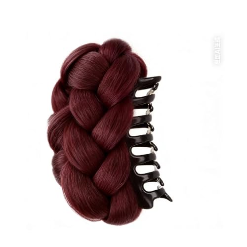 Haarteil haargummi mit haaren, Dutt Messy Bun Haarteil mit gummiband Braun Hochsteckfrisuren ponytail hair extensions haarteile (Weinrot)