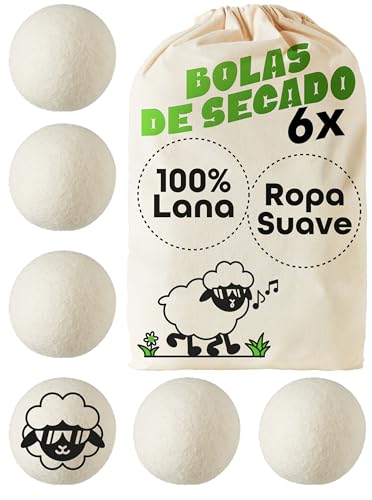 Praknu Bolas de Lana para Secadora Juego de 6 100% Lana de Oveja Ecológica   Ropa Suave y Esponjosa   Ahorra Energía   Ideal Para Plumón