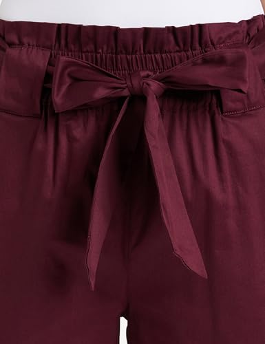 Image of Amazon Brand - Symbol Women Tapered Paper Bag Trousers (High Rise Ankle Length | with Self Fabric Belt) (Available in Plus Sizes)