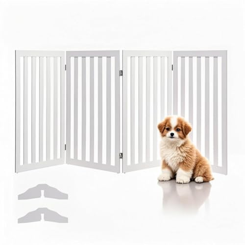 SOARS Barriera di sicurezza per cani, recinto per scale e porte pieghevoli, piedini antiscivolo, per cani e gatti, di piccole e medie dimensioni, per scale, porta, bianco (4 x 89 x 50 cm)