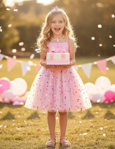 Image of PATPAT Girl's Tulle Dress Tutu Party Birthday Poster Formal Fancy Flower Princess Dresses