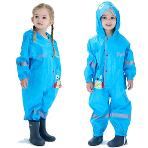 Toddler Rain Suit Baby Rain Suits Kids Rain Suit with Hood Waterproof Coverall One Piece Rain Suits for Kids(1-9 Years)