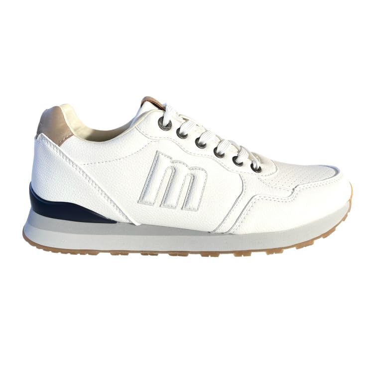 Zapatillas Deportivas Hombre Blanco-Taupe Casual Cómodas | Sneakers de Hombre con Cordones, Suela Antideslizante y Ligera, Plantilla Acolchada, Ideales para Looks Urbanos de Diario