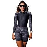 Generic Traje de mujer de manga larga para triatlón con trasero acolchado para ciclismo y correr, XS-3XL, XS, 14, XXL