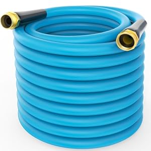 Garden Hose 25ft x 5/8″, Leak Proof Water Hose, Extra Removable Valves, 3/4″ Fittings Heavy Duty Garden Hose for Yard, Flexible Garden Hose, Never Kink & Tangle, Heavy Duty Water Hose (Blue)