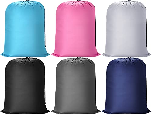 6 Pcs 43 X 55 Inch Extra Large Laundry Bag Washable Travel Laundry Bags With Drawstring Lock Closure Heavy Duty Bags For Dirty Clothes Camping Tent Blankets Yarn Fabric Storage, Assorted Colors #TOP27