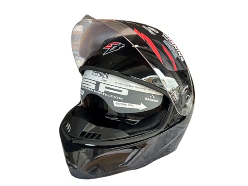 Image of Steelbird SBA 11 Tornado Full Face Helmet, Dual Visor, Glossy Signature Black with Extra Free Smoke Visor (600 MM (L))