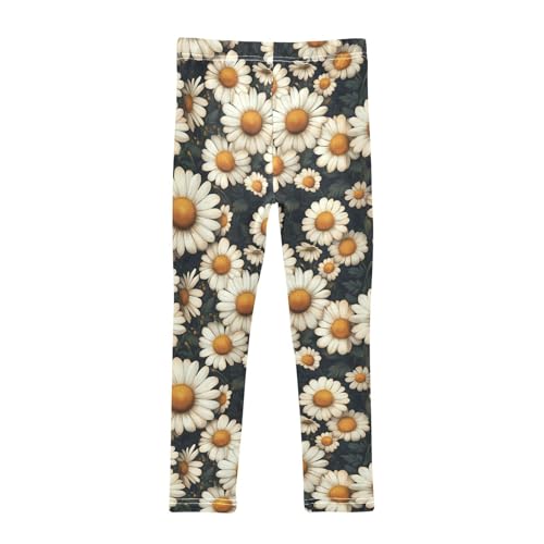 Girls Leggings Daisy Floral Leaves Soft Toddler Leggings for Girls Kids Pants Size 4T-10T2