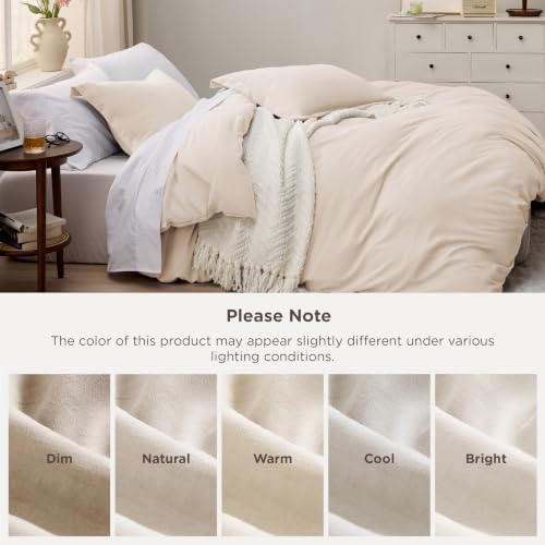 Image of Bedsure Prewashed Duvet Cover King, Cotton-Like Soft Bedding Set, Cream | Ultra Soft, Relaxed Texture, 104 inchx90 inch Breathable Comfort, Hidden Zipper, 8 Corner Ties, Easy Care, OEKO-TEX, Year-Round Use