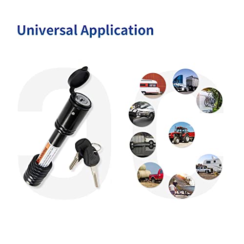 Metoware Trailer Hitch Lock, 5/8" Dia Barbell-Style Locking Hitch Pin, Towing Hitch Receiver Lock With Anti-Rattle, Fits 2" Receiver Tubes, Class Iii & Iv Hitch Receivers (2 Pack) #TOP6