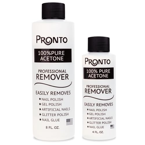 Pronto 100% Acetone Gel Nail Polish Remover - Gel Polish Remover for Nails | Acetone Nail Polish Remover & Acrylic Nail Remover for Removal of Glue, Gel & Dip | Gel Nail Remover, 12 Fl oz