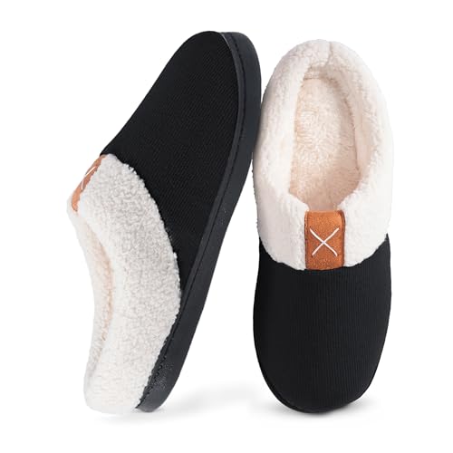 Women's Indoor Bedroom Slipper with Memory Foam, Warm Cozy House Shoe with Anti-Skid Rubber Sole for Ladies