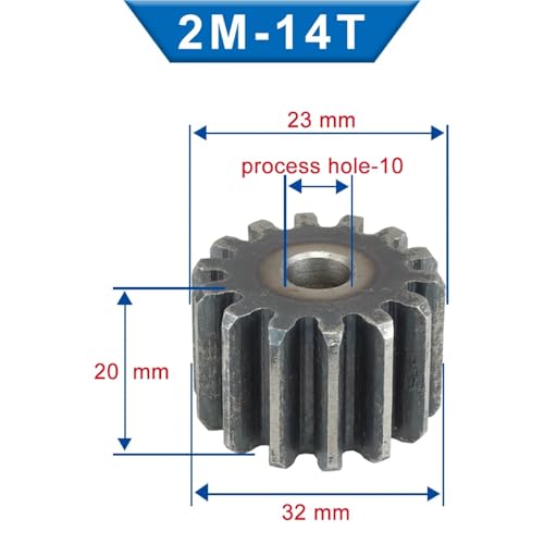 Engranaje plano cilíndrico 2M14T de acero al carbono con diámetro exterior de 32 mm 2