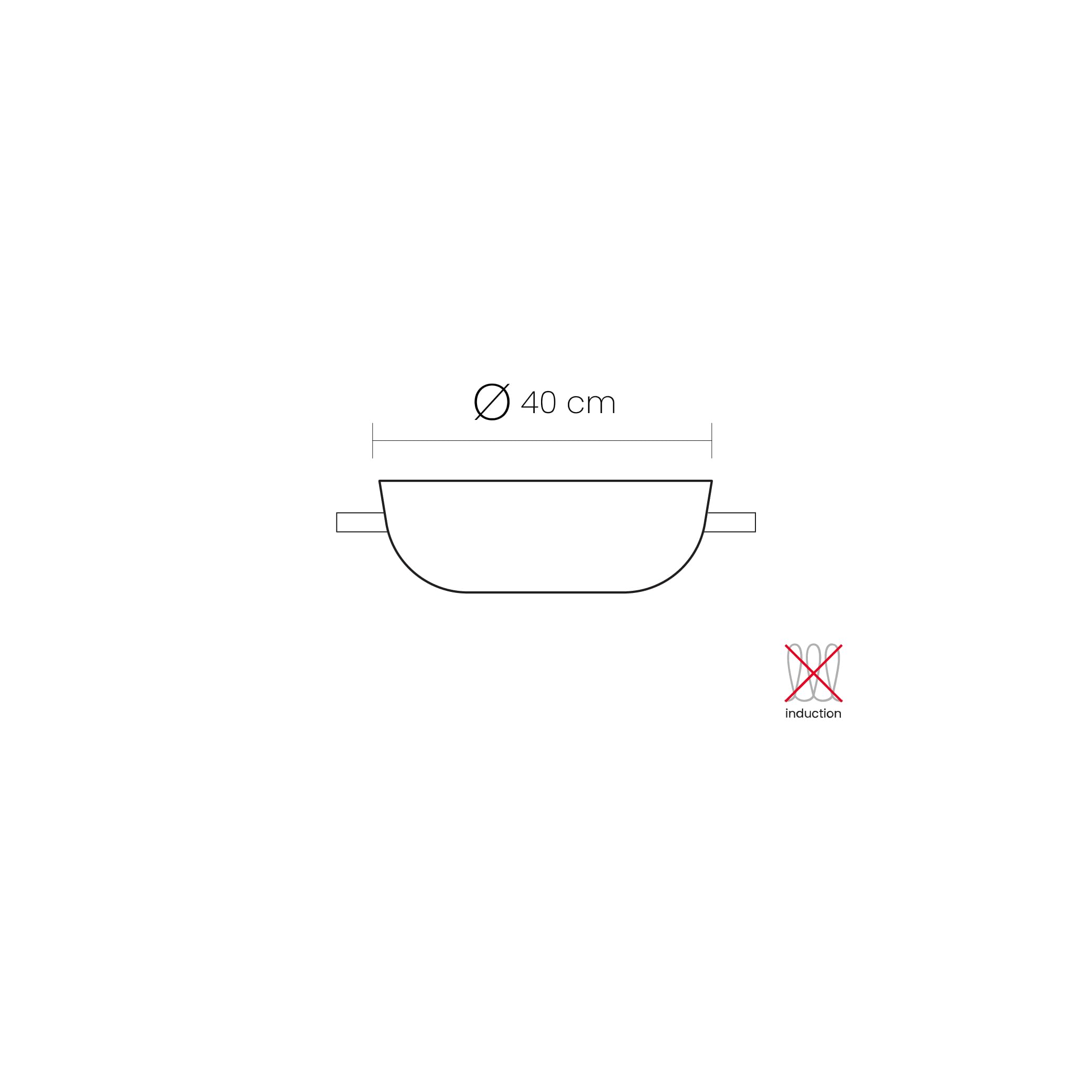 IBILI Inducta profonda Padella con 2 maniglie, 40 cm