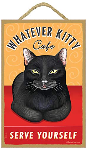Retro Pets Cat Whatever Kitty Decorative Wall Art Hanging Wood Sign 7x10.5 (125055)