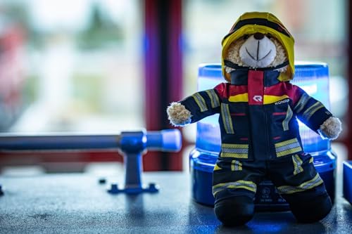 Simba 108101001 - Feuerwehr Plüschbär Rosenbauer, kuschelweich, 30cm, im Feuerwehranzug, für Kinder ab den ersten Lebensmonaten geeignet