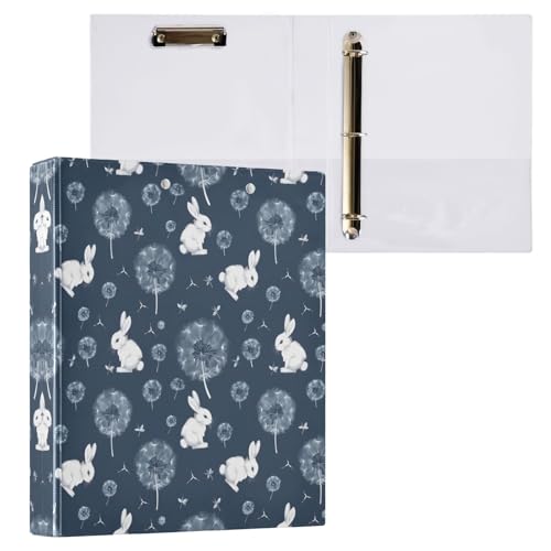 リングファイル ルーズリーフ バインダー a4 うさぎ たんぽぽ 兎 Dリング 3穴 200枚収納 クリップ&収納ポケット付き 書類整理 事務用品