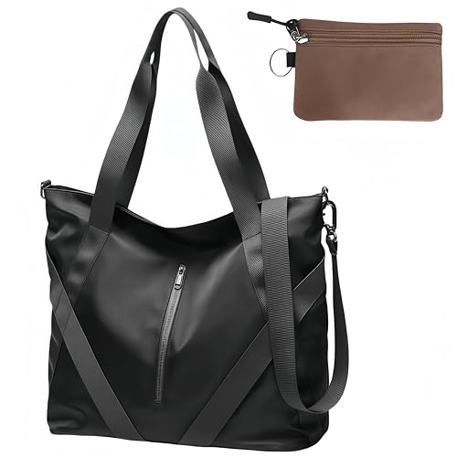 [Gulenvailo] トートバッグ メンズ レディース 3WAY 撥水 キャンバス 肩掛け 斜め掛け 手提げバッグ ファスナー付き A4収納 通勤 通学 おしゃれ 旅行 出張 男女兼用 ブラック キャリーバッグ対応 多機能