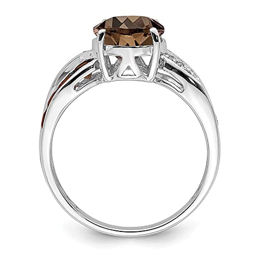 Sonia Jewels Real 925 Sterling Silver Diamond and Brown Smoky Quartz Engagement Ring (.02 cttw.)2