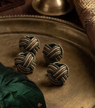 Image of Napkin Ring Holder Sead Bead Napkin Ring Set Handmade Dinning Table Rings Napkin Rings for Table Decoration Dinners Parties Everyday Use (Pack of 12) (Green and Brown)